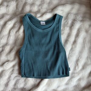 TNA Teal Ribbed Tank Top
